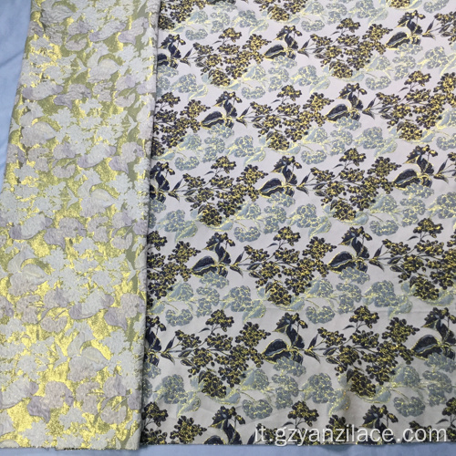 Tessuto strutturato jacquard fiore marrone